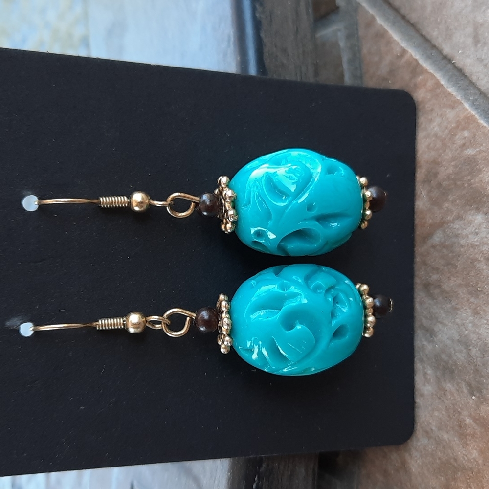 Estate Faux Turquoise Earrings